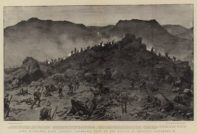 Première victoire de Lord Methuen, vue panoramique de la bataille de Belmont, 28 novembre - Frank Dadd